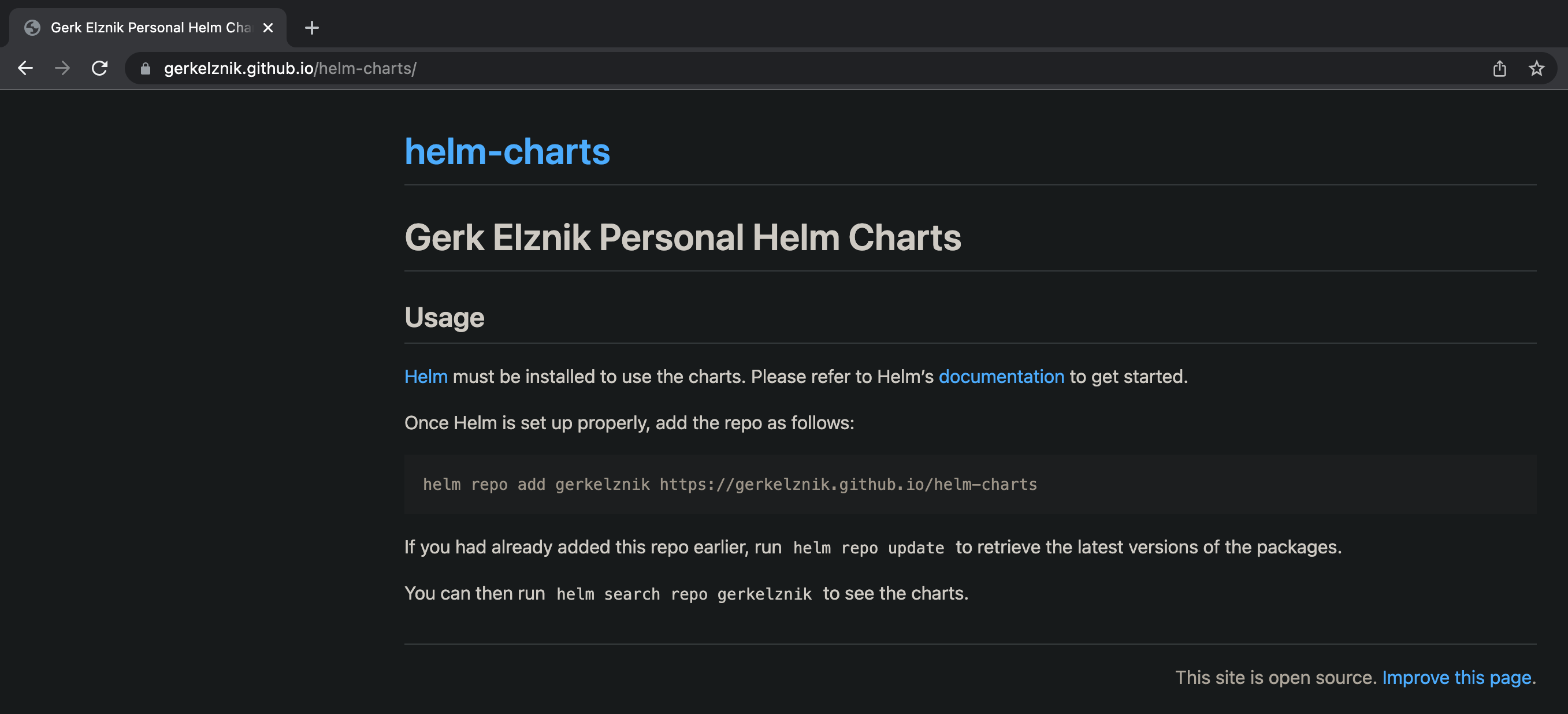 Helm Chart Repo Site